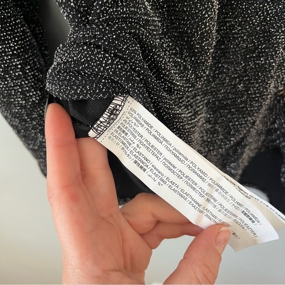 Mango Long Sleeve Collared Neckline Silver Glitter Button Down Shirt Size S NWT - Picture 12 of 16